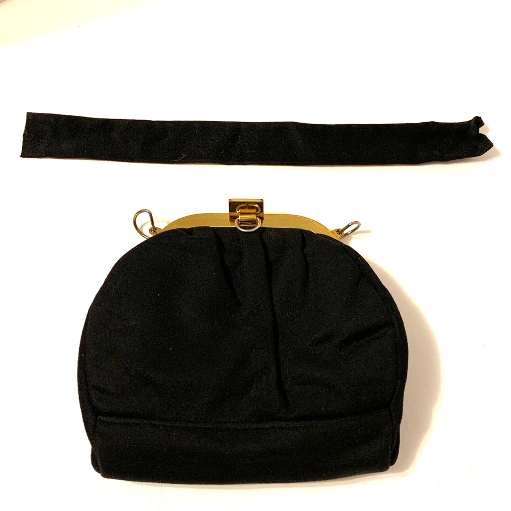 Vintage‎ 1950's? Black Felted Wool? Purse